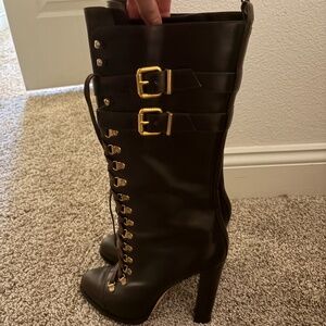 FENDI Brown Leather Lace-Up Boots